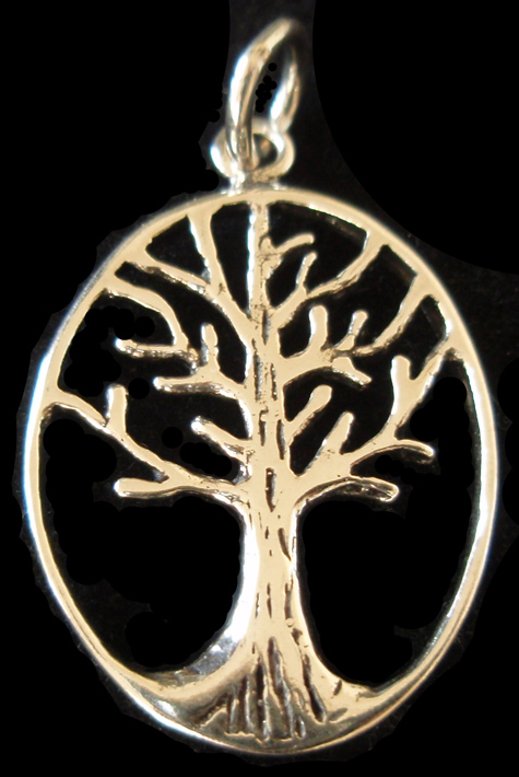 Jewish Charm: Oval Tree of Life, sterling silver